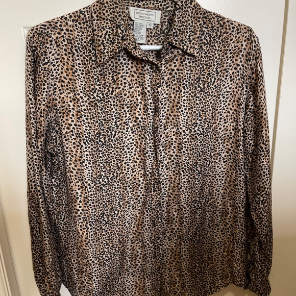 Vintage 100% Silk Cheetah Print Blouse - Picture 1 of 3